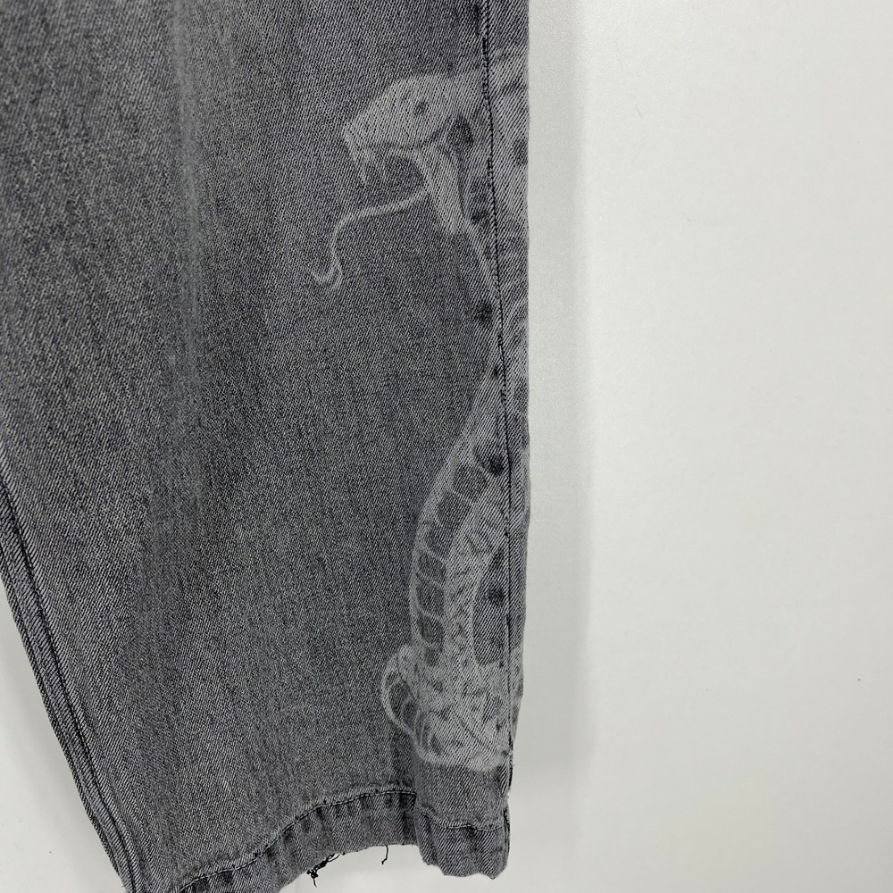 Hollister Super Baggy Snake Graphic Jeans Faded Gray Wide Leg Womens Size 28 - Picture 4 of 15